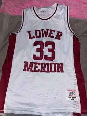 Nostalgia White & Maroon Lower Merion #33 Basketball Jersey